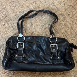 Franco Sarto Black Handbag with Silver Buckle Details
